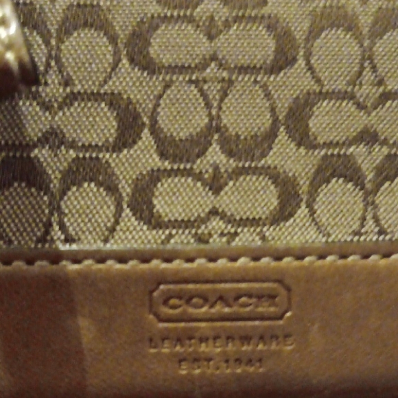 Coach Tan and Brown Signature Keychain Pouch - Picture 2 of 4